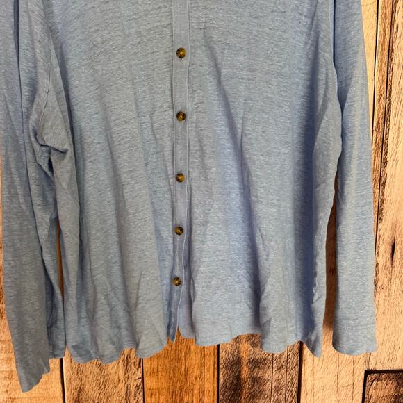 J. Jill Shirt Love Linen Button Down Relaxed Fit Coastal Blue Basic Plus Size 2X - Picture 4 of 9